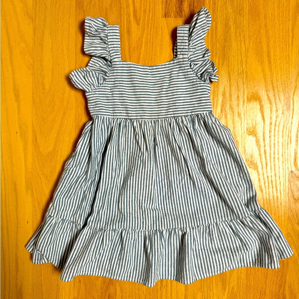 Seersucker ruffled girls dress